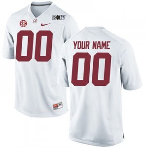 NCAA Men's Alabama Crimson Tide #00 Custom Stitched College Playoff Embroidered Nike Authentic White Football Jersey CG17P62ZC